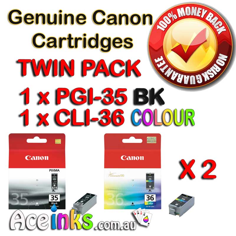 Twin Pack Combo GENUINE ORIGINAL Canon PGI-35BK CLI-36 CL